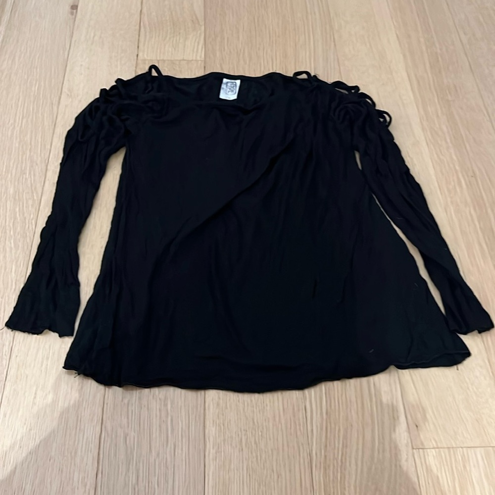 Girls Erge long-sleeve black top with cut outs on upper sleeves - size 14